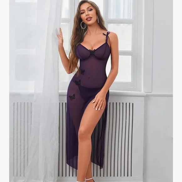 Elegant Purple mesh butterfly dress - Picture 3 of 4